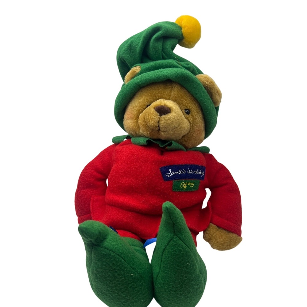 Vintage Santa's Workshop Elf #25 Teddy Bear Plush Christmas Holiday Core Decor